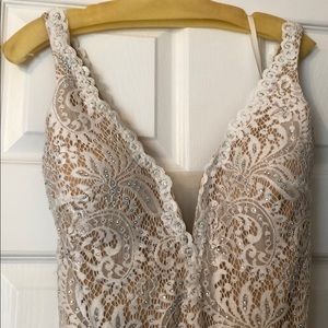 White Bridal/Prom Dress size 11/12! Mesh middle!